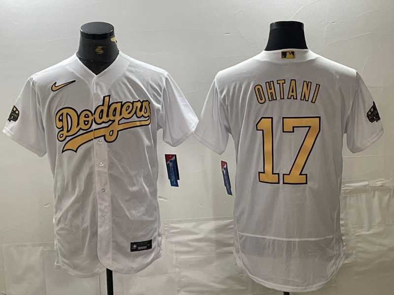 Mens Los Angeles Dodgers #17 Shohei Ohtani White 2022 All Star Stitched Flex Base Nike Jersey